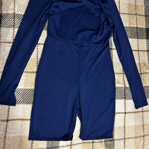 Fashion Nova Navy Blue Long Sleeve Romper